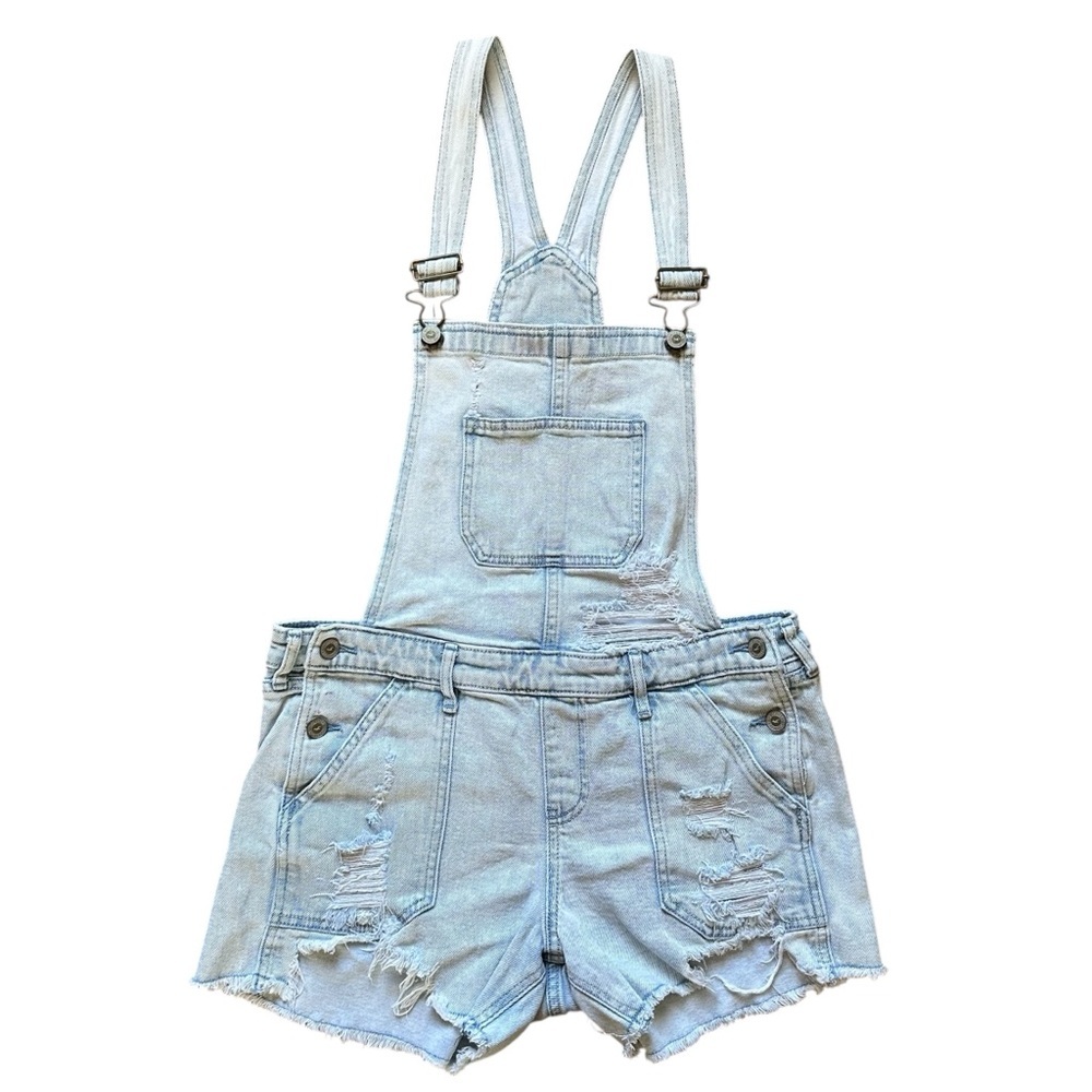 Hollister Boyfriend Whitewashed Distressed Jean Overalls